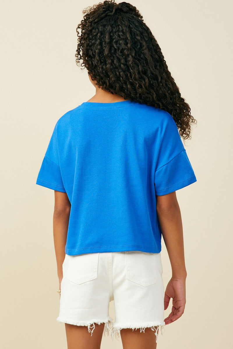Blue Ruffle Pocket Shirt - Doodlebug's Children's Boutique