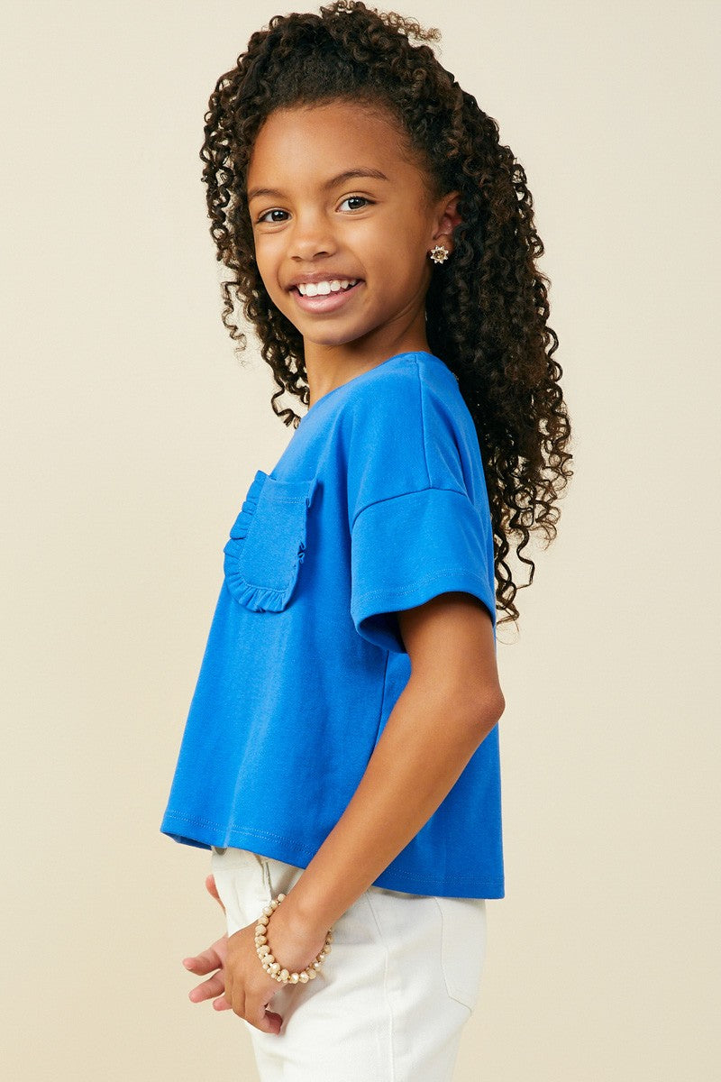 Blue Ruffle Pocket Shirt - Doodlebug's Children's Boutique