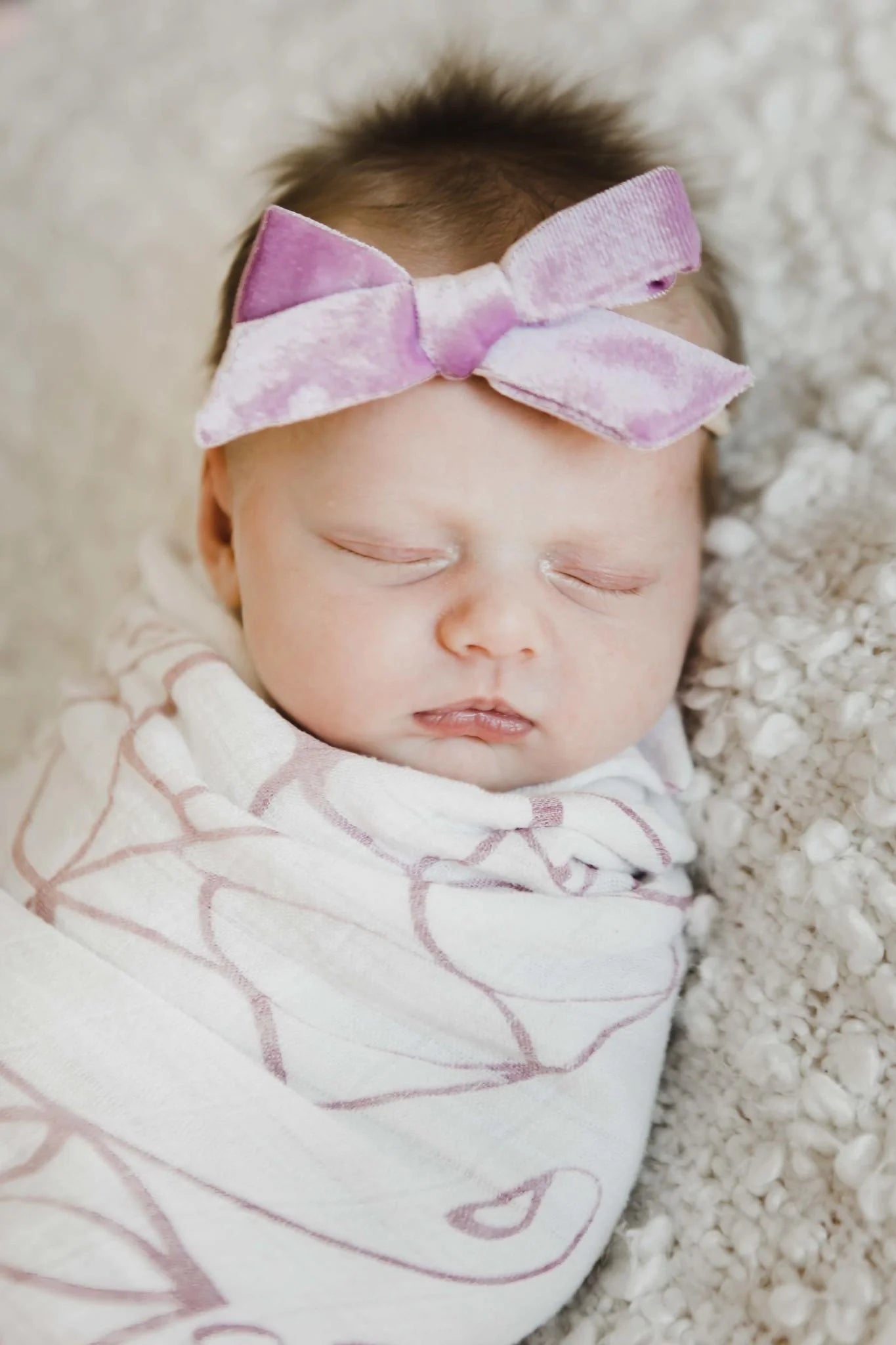 Lavender Velvet Bow on Nylon - Doodlebug's Children's Boutique