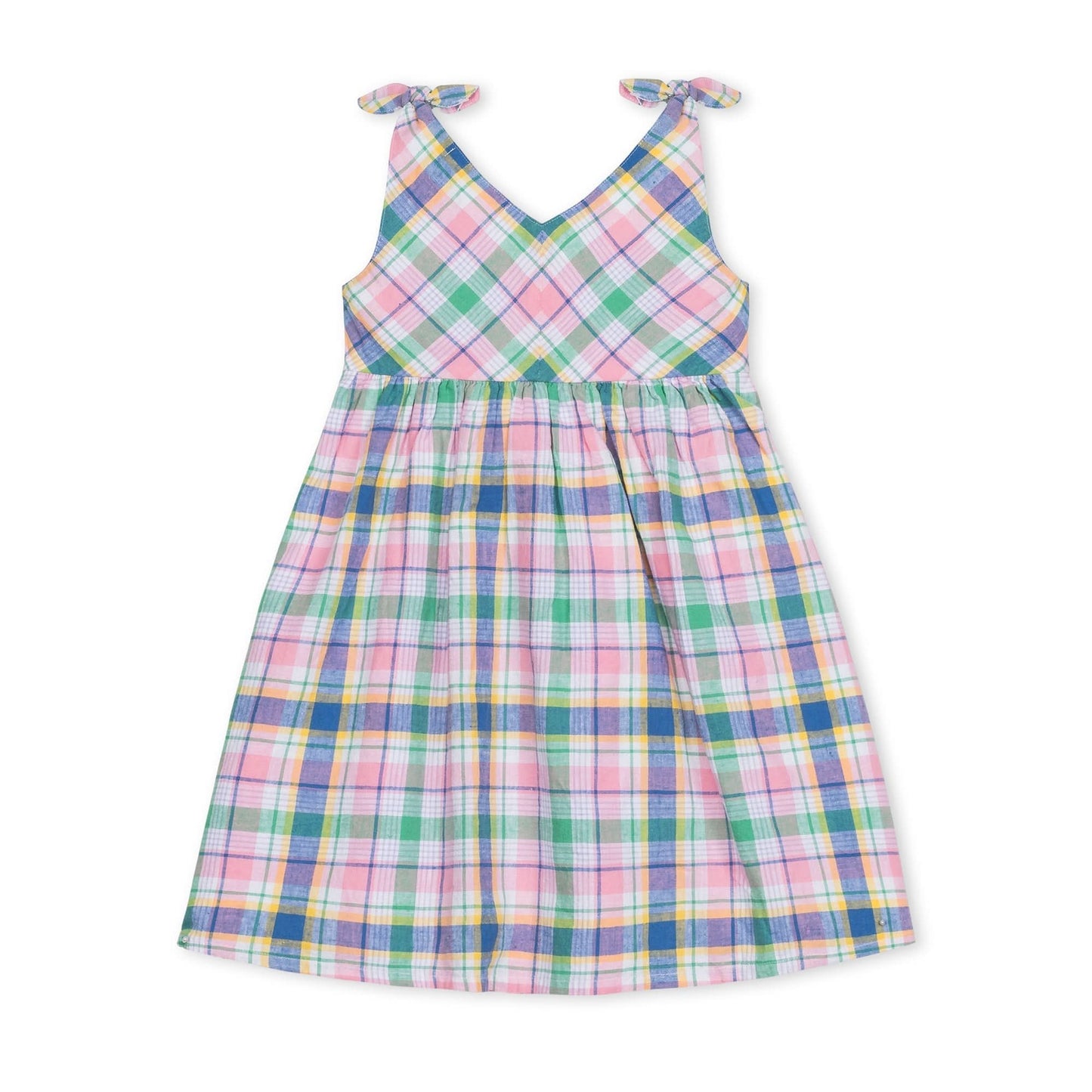 Flower Show Plaid Bow Shoulder Swing Dress - Doodlebug's Children's Boutique