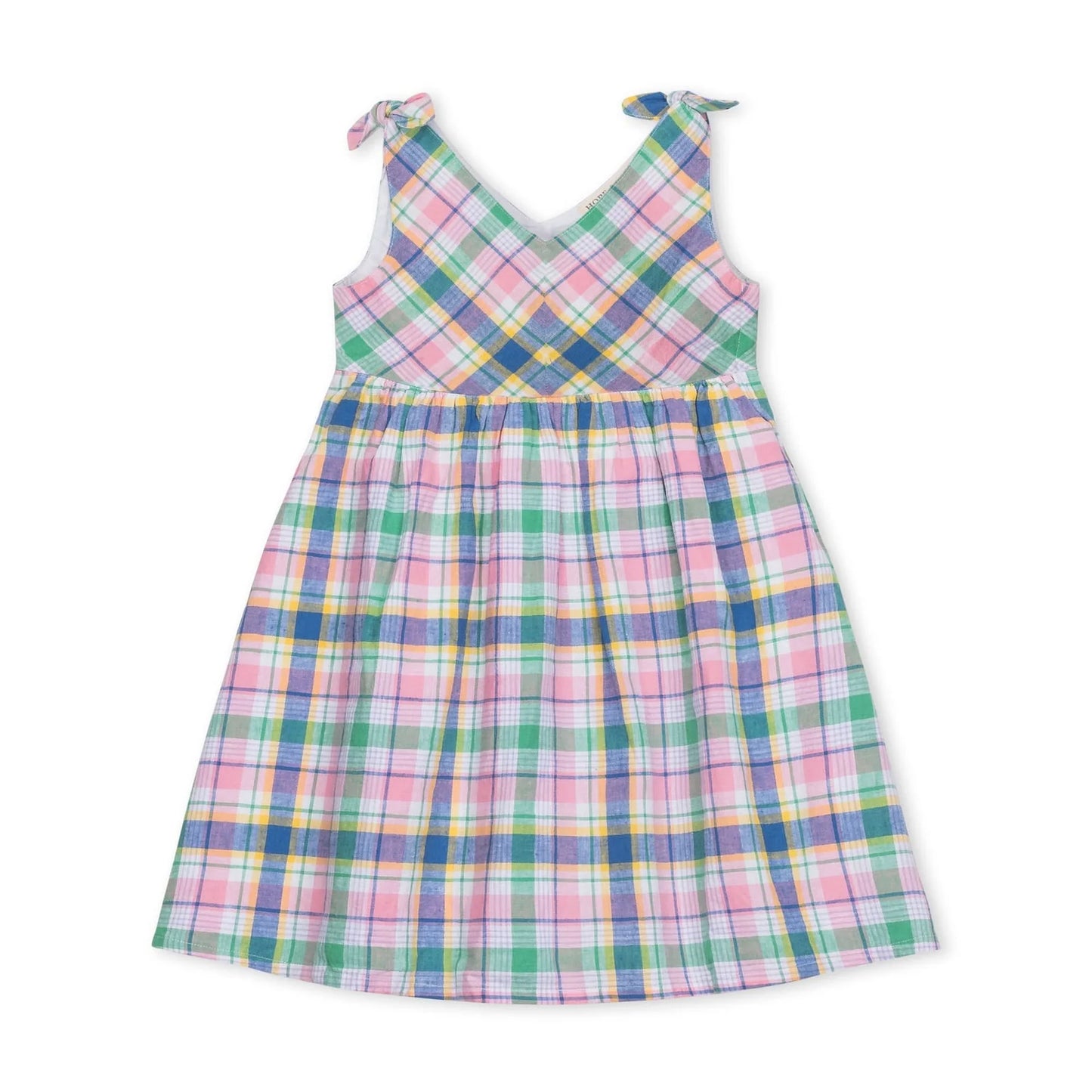 Flower Show Plaid Bow Shoulder Swing Dress - Doodlebug's Children's Boutique