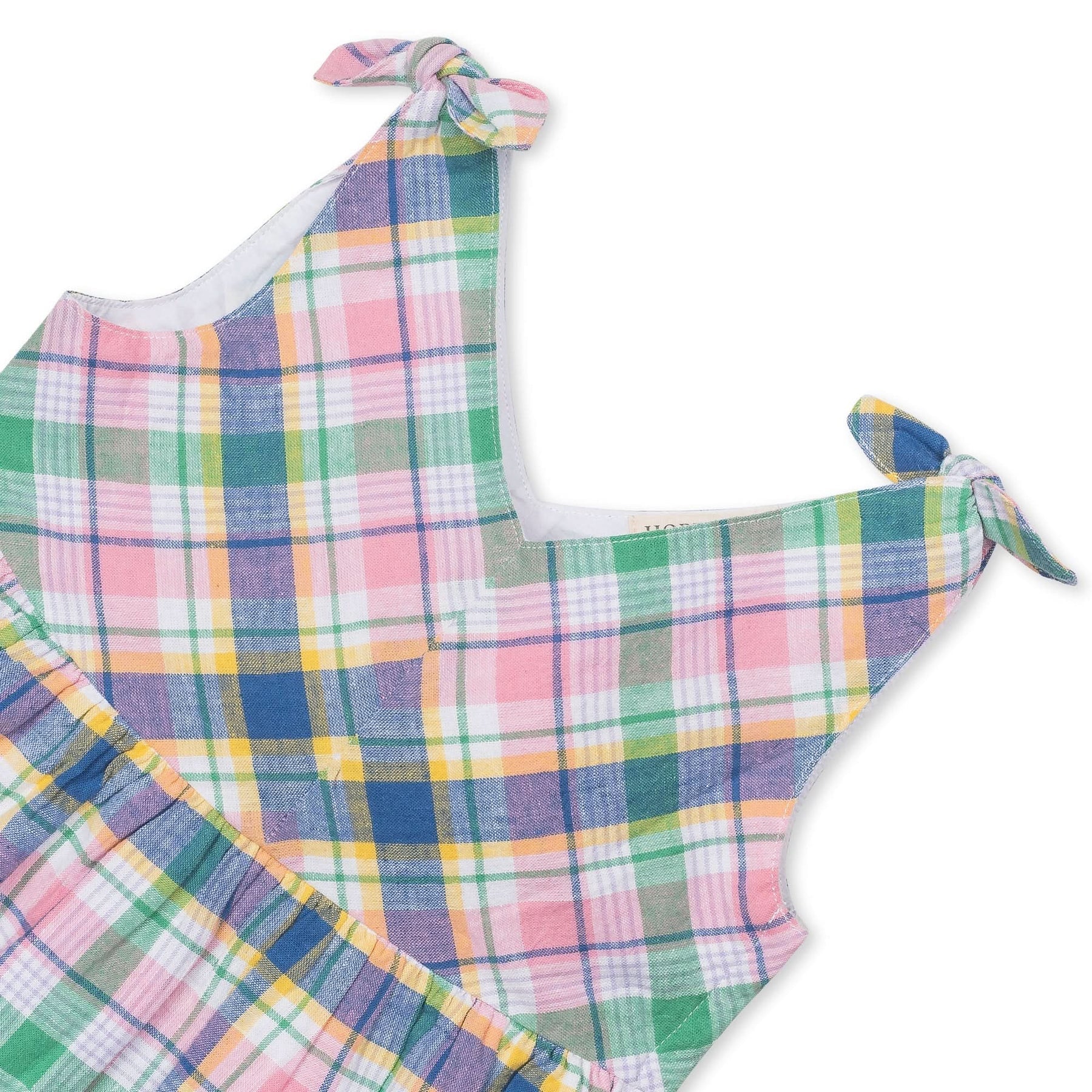 Flower Show Plaid Bow Shoulder Swing Dress - Doodlebug's Children's Boutique