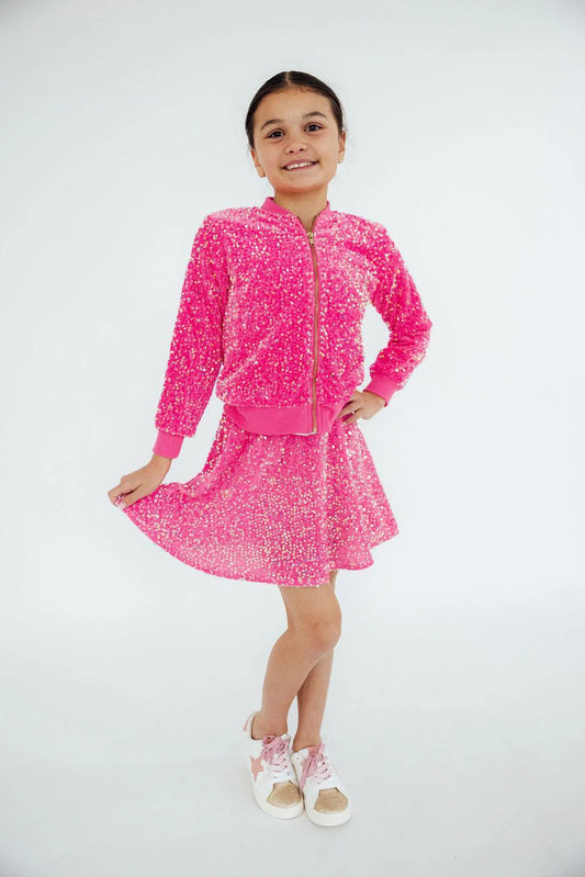 Pink Velvet Sequin Jacket - Doodlebug's Children's Boutique