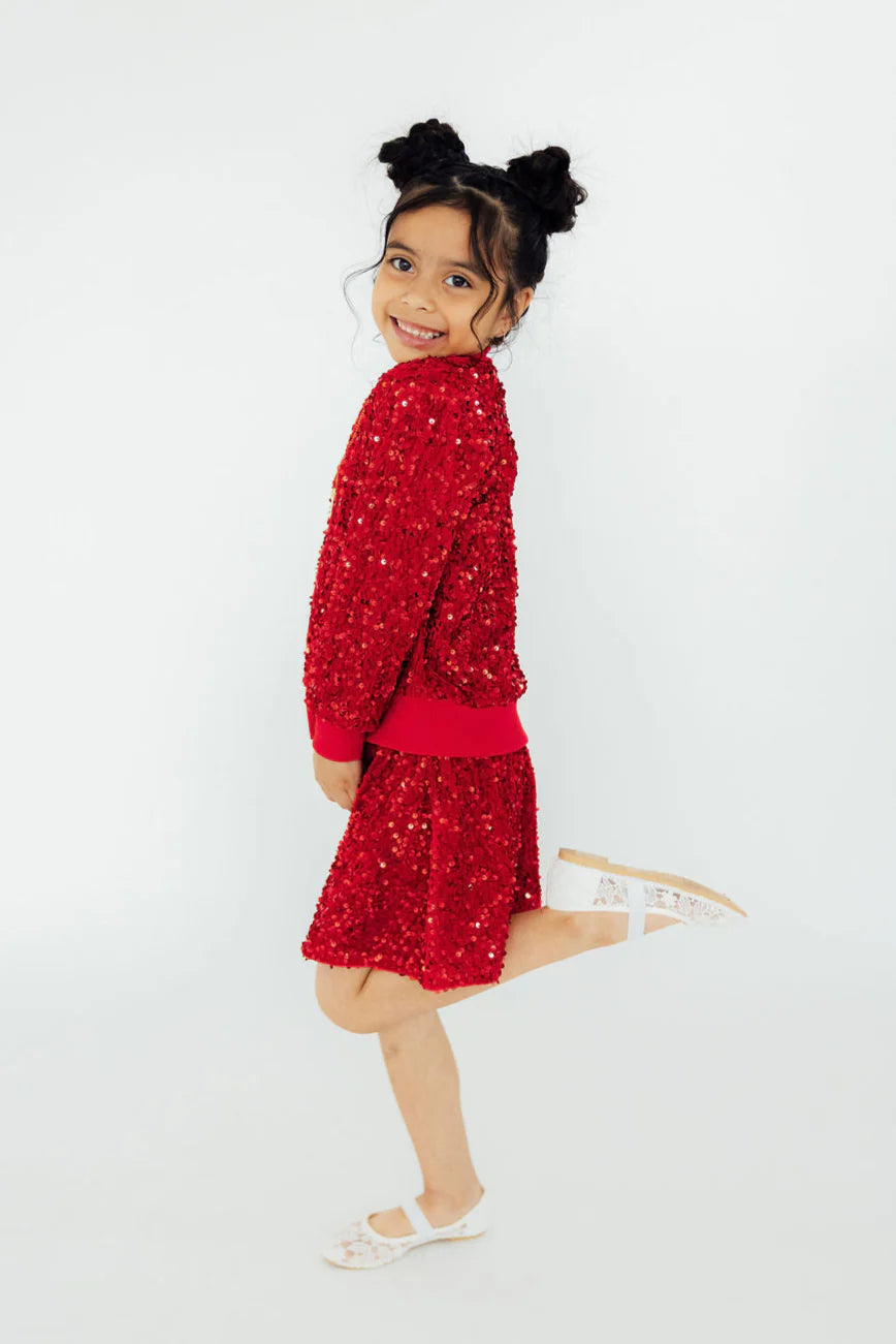 Red Velvet Sequin Jacket - Doodlebug's Children's Boutique