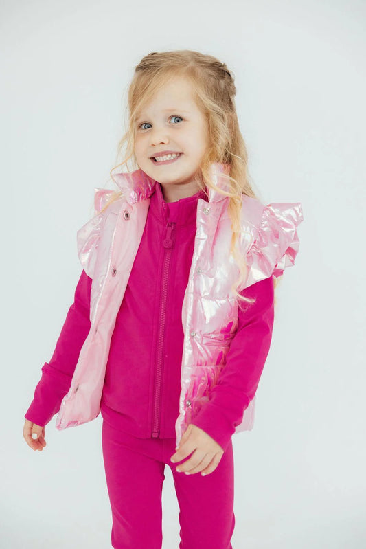 Pink Iridescent Puffer Vest - Doodlebug's Children's Boutique