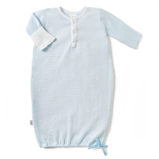 Solid Blue Placket Gown - Doodlebug's Children's Boutique
