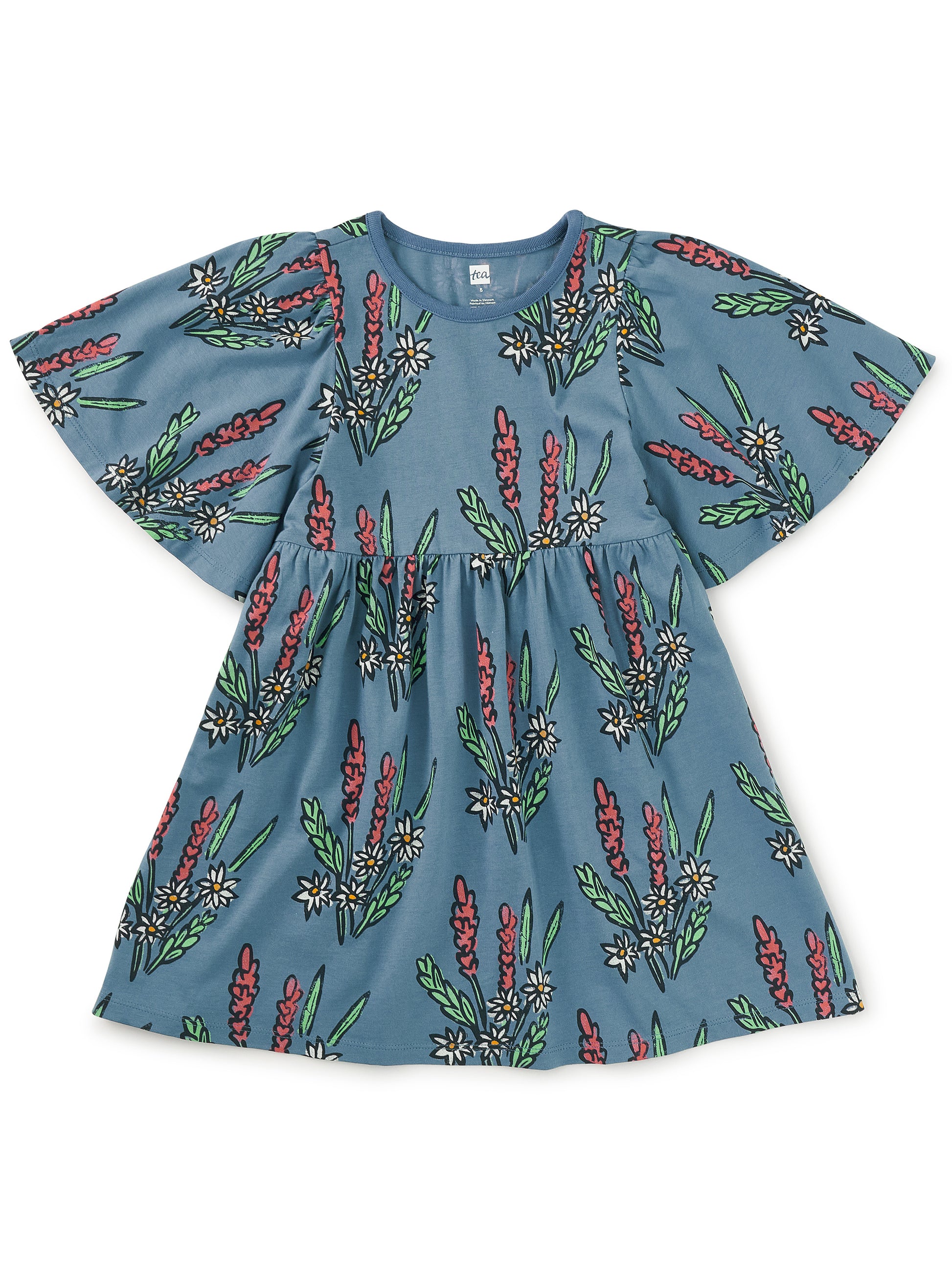 Butterfly Sleeve Dress in Block Print Floral - Doodlebug's Children's Boutique