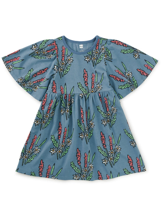 Butterfly Sleeve Dress in Block Print Floral - Doodlebug's Children's Boutique