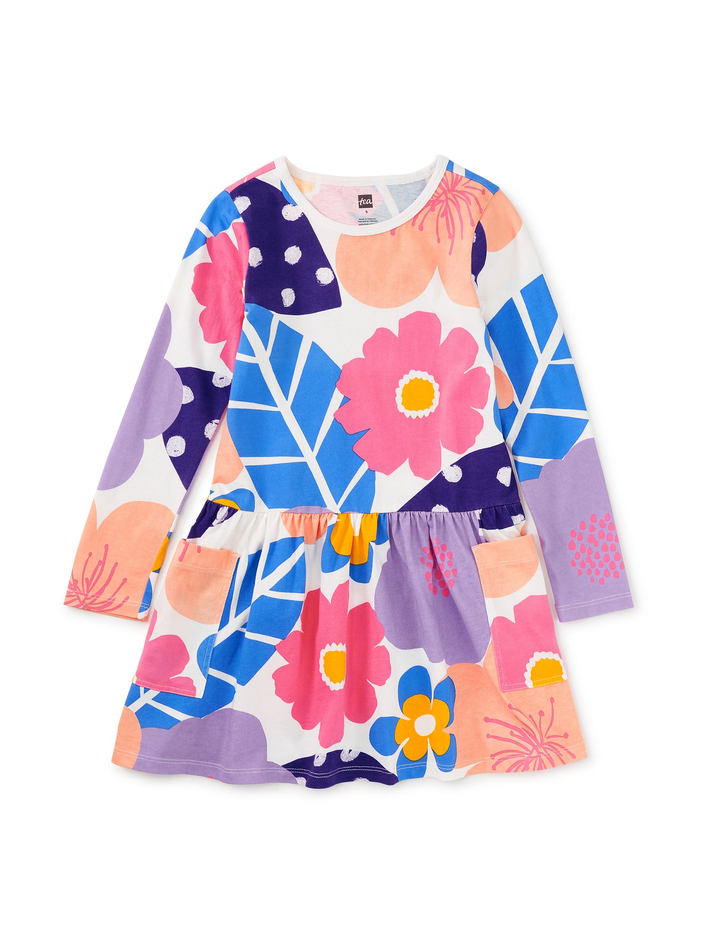 Long Sleeve Pocket Dress in Oversized Cherry Blossom - Doodlebug's Children's Boutique