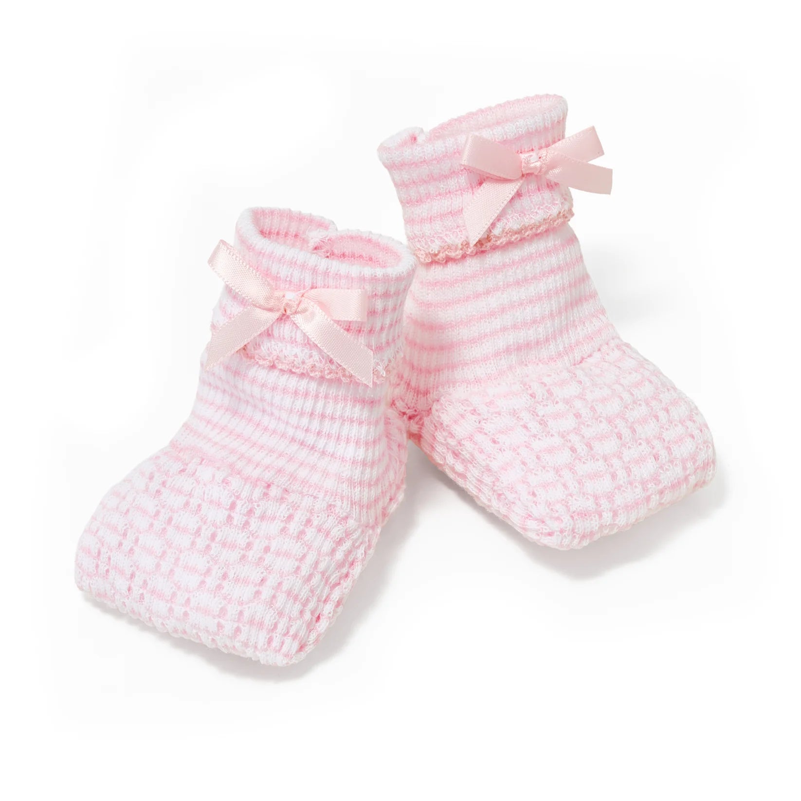 Solid Pink Booties With Bow - Doodlebug's Children's Boutique