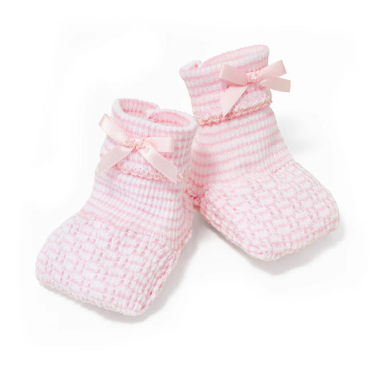 Solid Pink Booties With Bow - Doodlebug's Children's Boutique