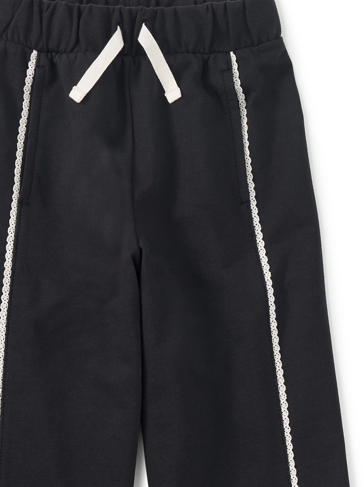 Jet Black Lace Trim Track Pants