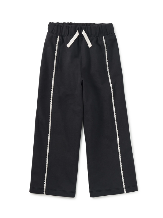 Jet Black Lace Trim Track Pants - Doodlebug's Children's Boutique