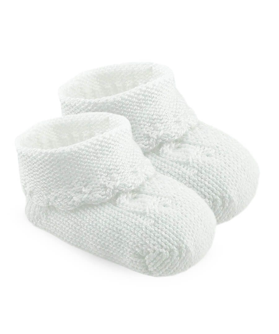 Cable Bootie in White  - Doodlebug's Children's Boutique