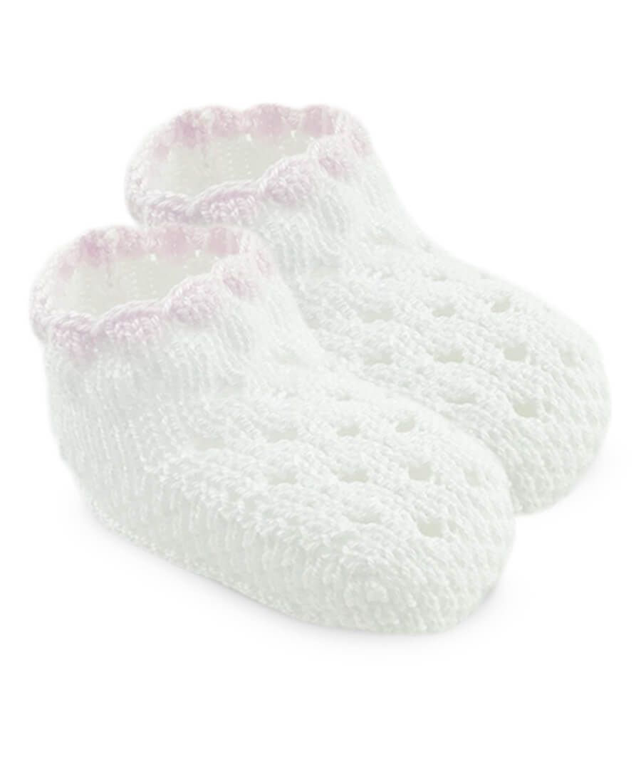 Pointelle Bootie in Pink  - Doodlebug's Children's Boutique