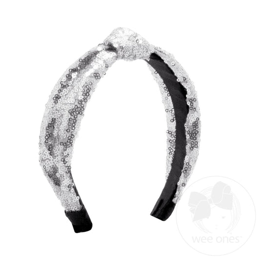 Silver Sequin Knot Headband - Doodlebug's Children's Boutique