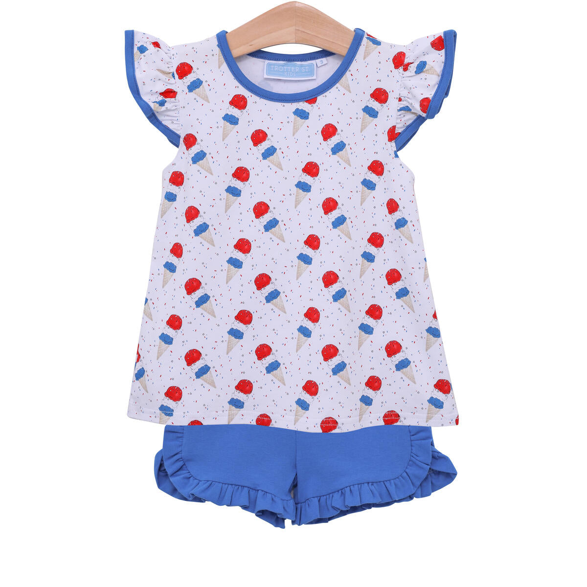 Patriotic Ice Cream Flutter Short Set  - Doodlebug's Children's Boutique