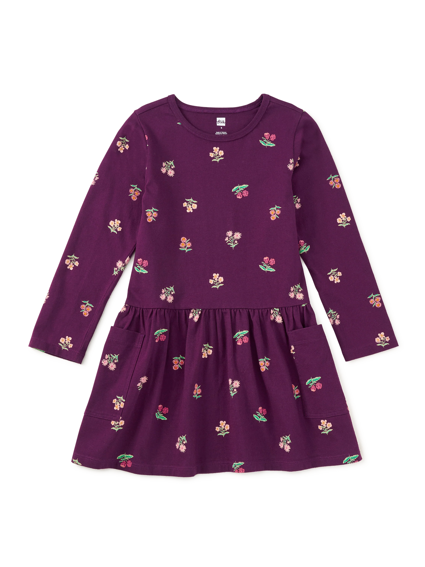 Midnight Posey Long Sleeve Pocket Dress