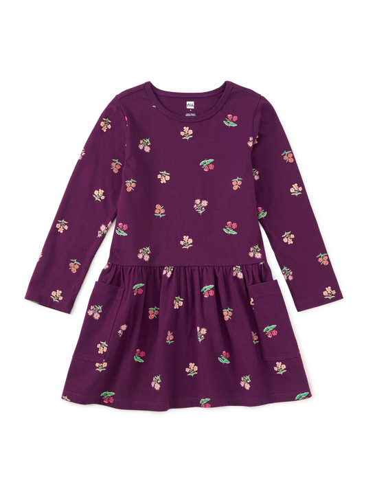 Midnight Posey Long Sleeve Pocket Dress - Doodlebug's Children's Boutique