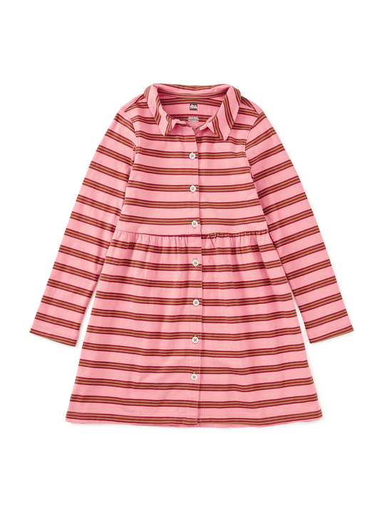 Sachet Pink Stripe Collared Shirtdress - Doodlebug's Children's Boutique