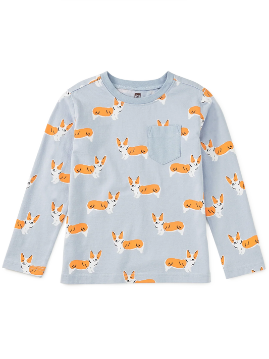 Cutie Corgis Long Sleeve Pocket Tee - Doodlebug's Children's Boutique