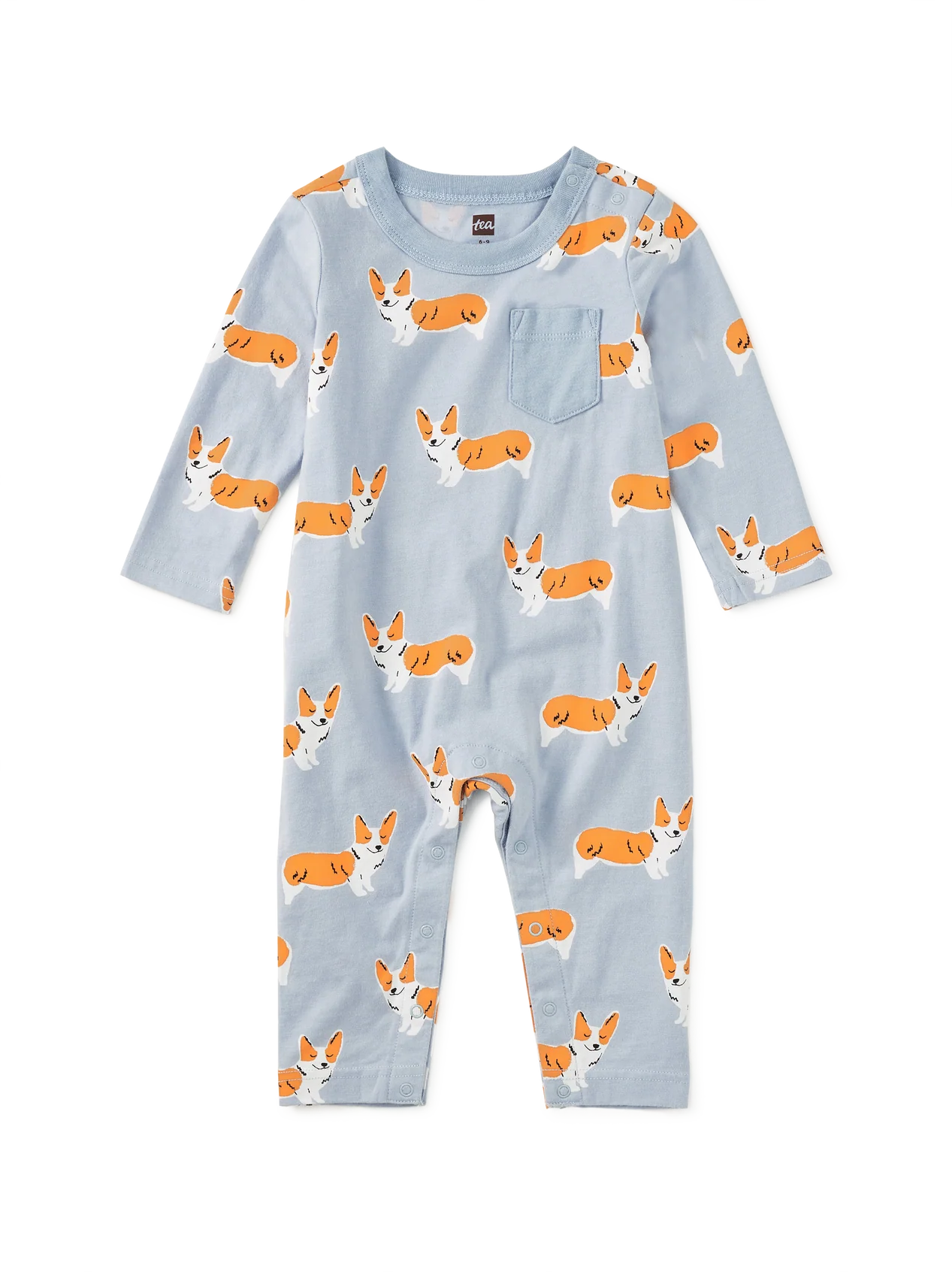 Cutie Corgis Long Sleeve Pocket Romper