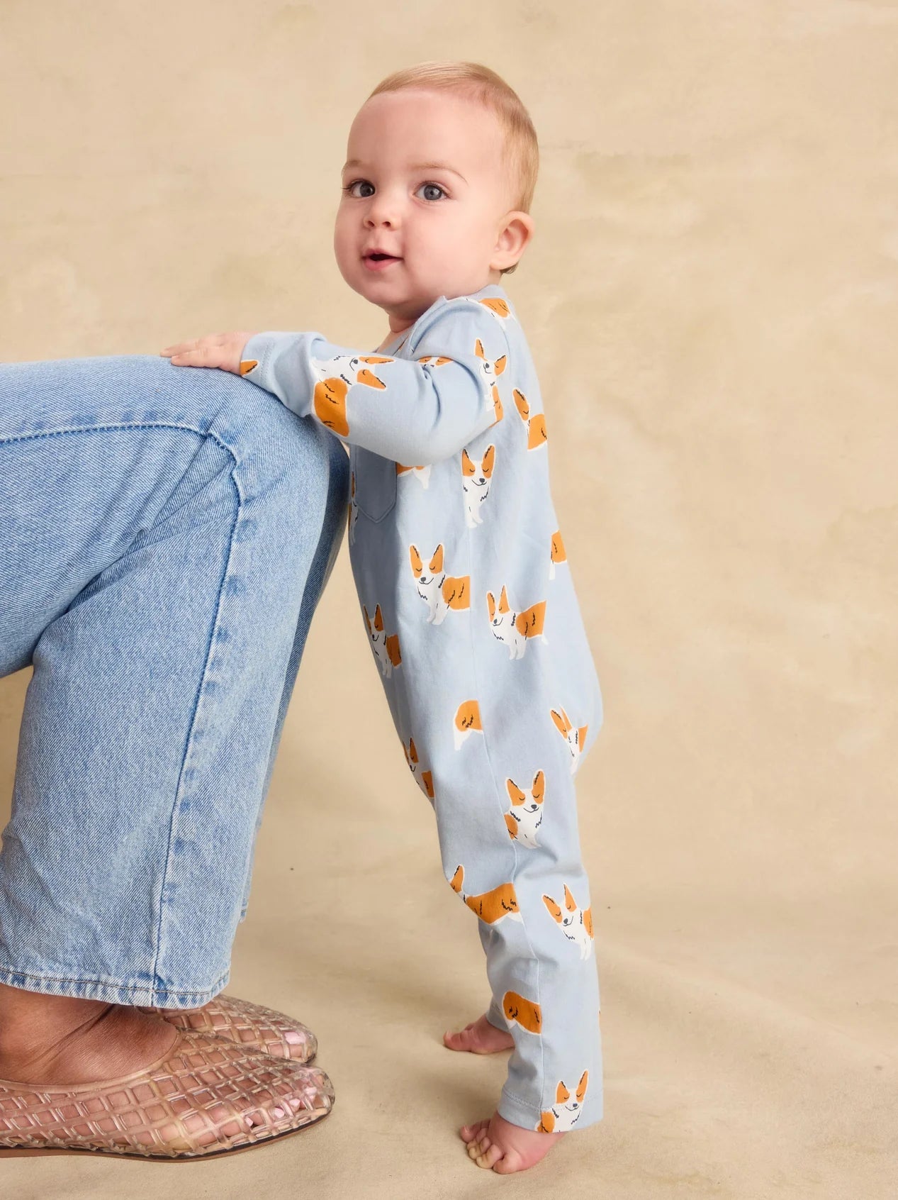 Cutie Corgis Long Sleeve Pocket Romper