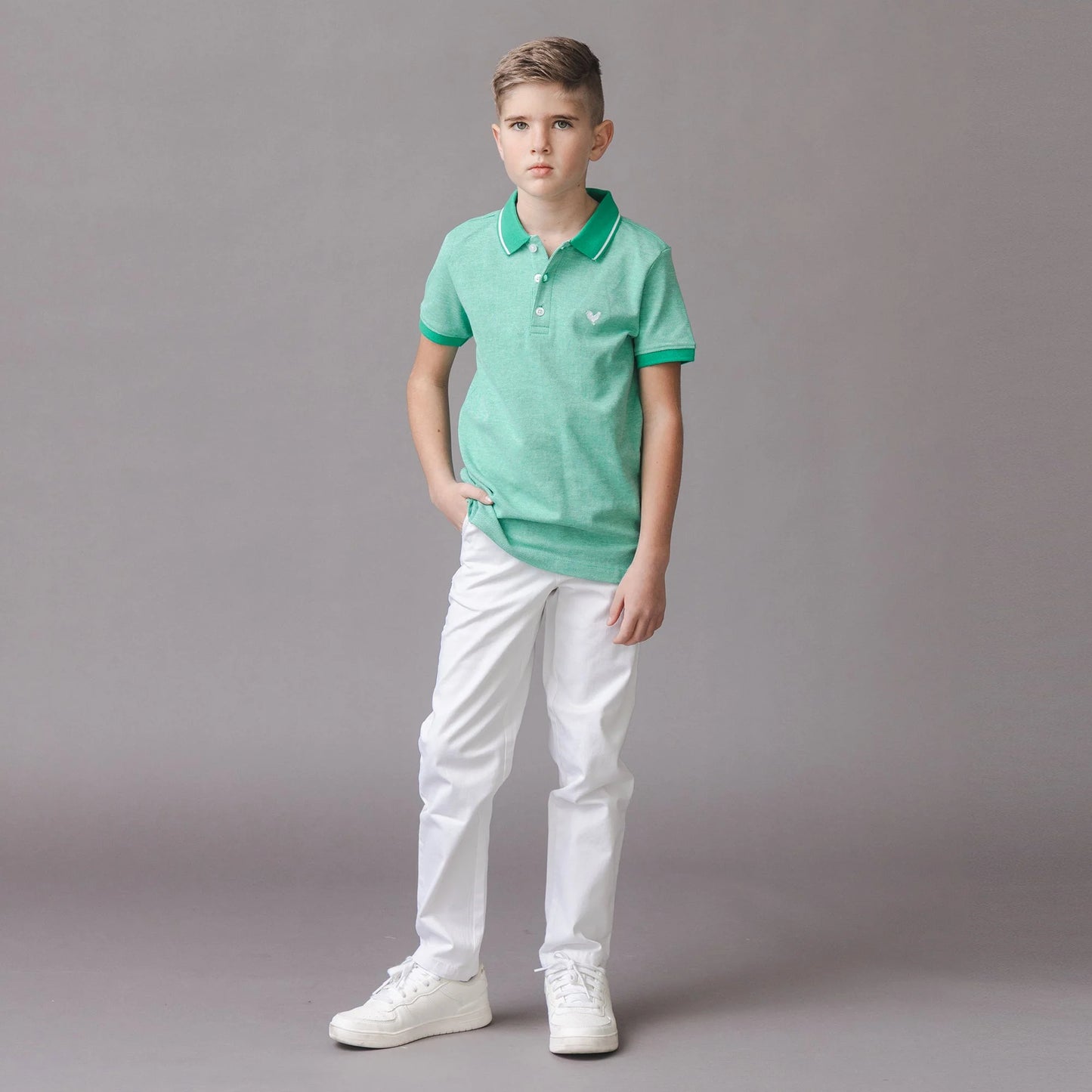 Kelly Green Organic Pique Polo - Doodlebug's Children's Boutique