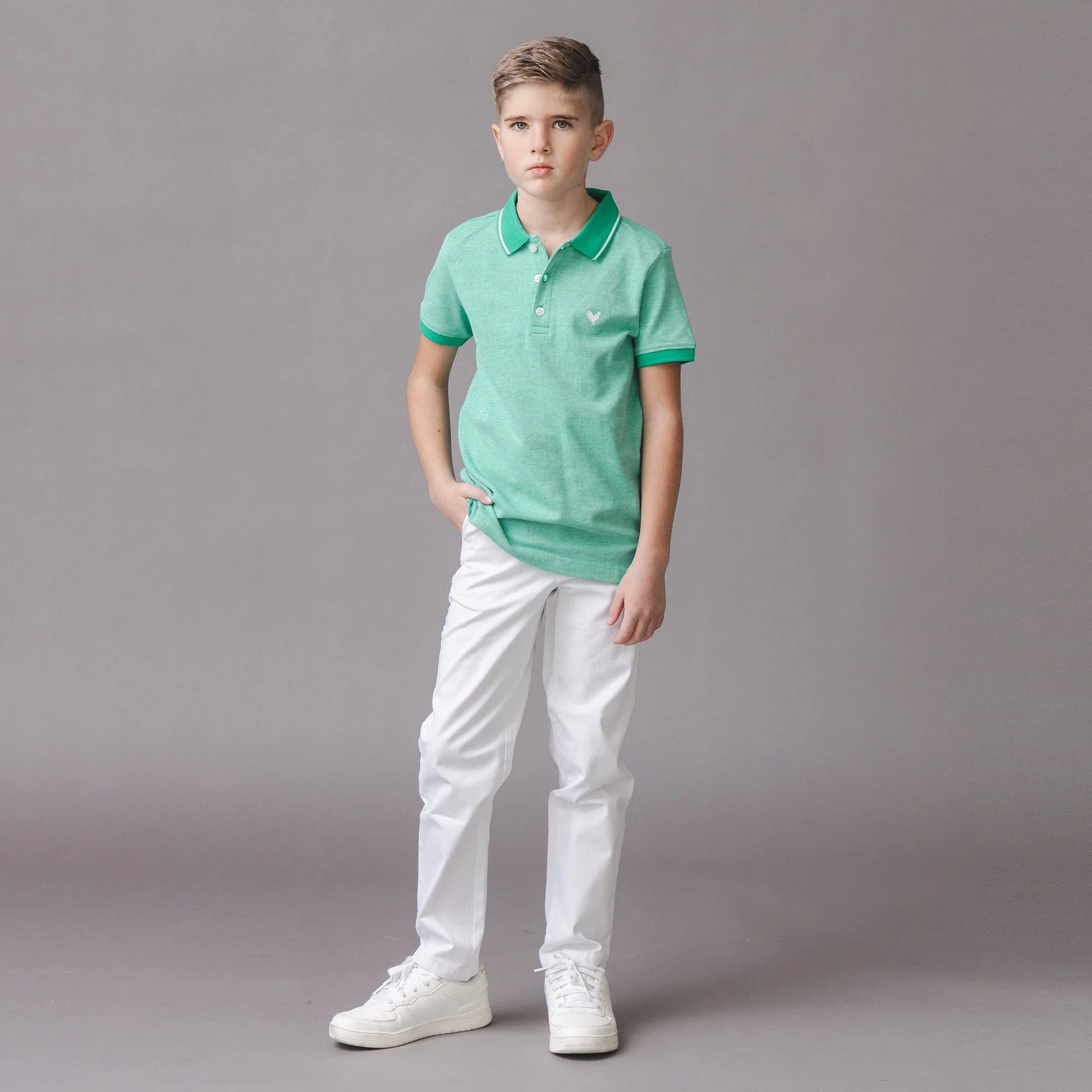 Kelly Green Organic Pique Polo - Doodlebug's Children's Boutique