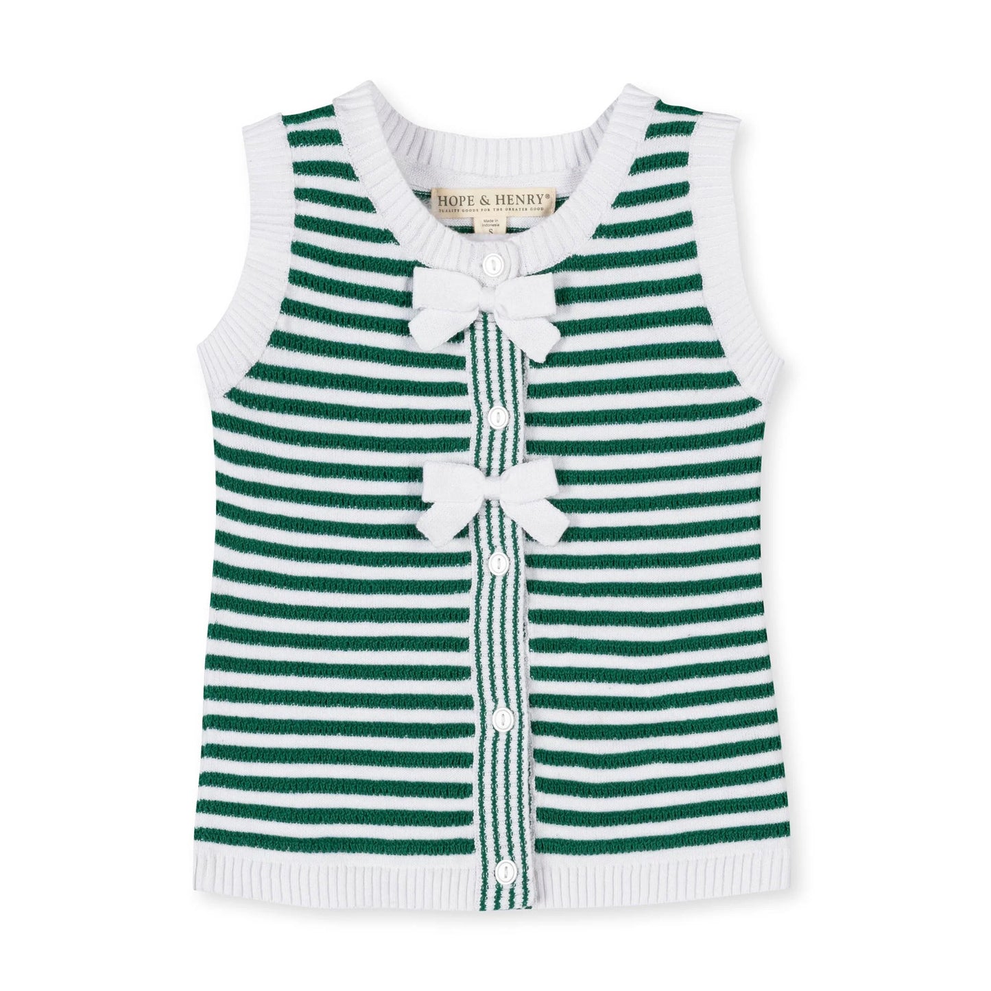 Kelly Green Stripe Organic Button Front Sweater Tank - Doodlebug's Children's Boutique
