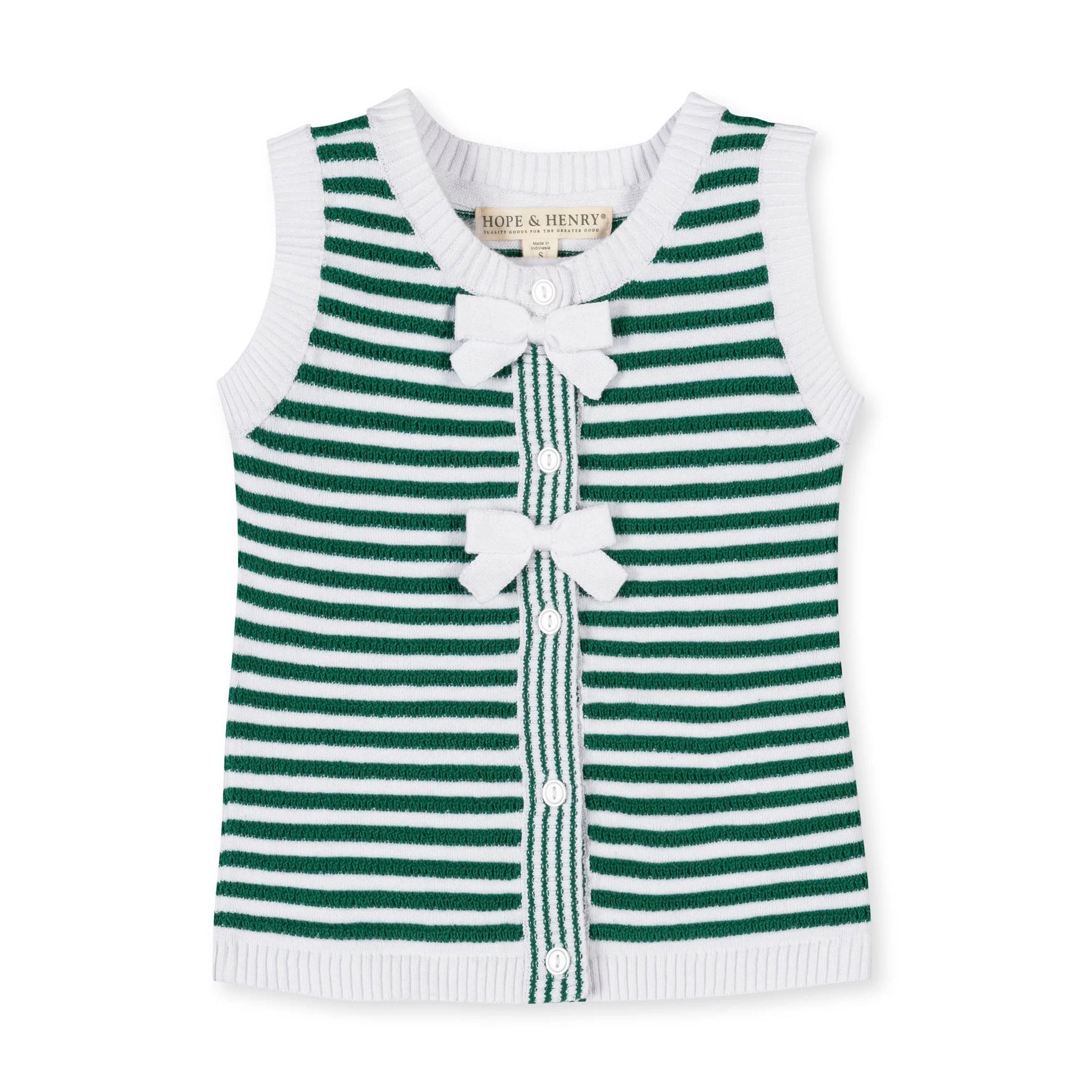 Kelly Green Stripe Organic Button Front Sweater Tank - Doodlebug's Children's Boutique