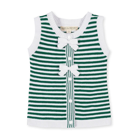 Kelly Green Stripe Organic Button Front Sweater Tank - Doodlebug's Children's Boutique