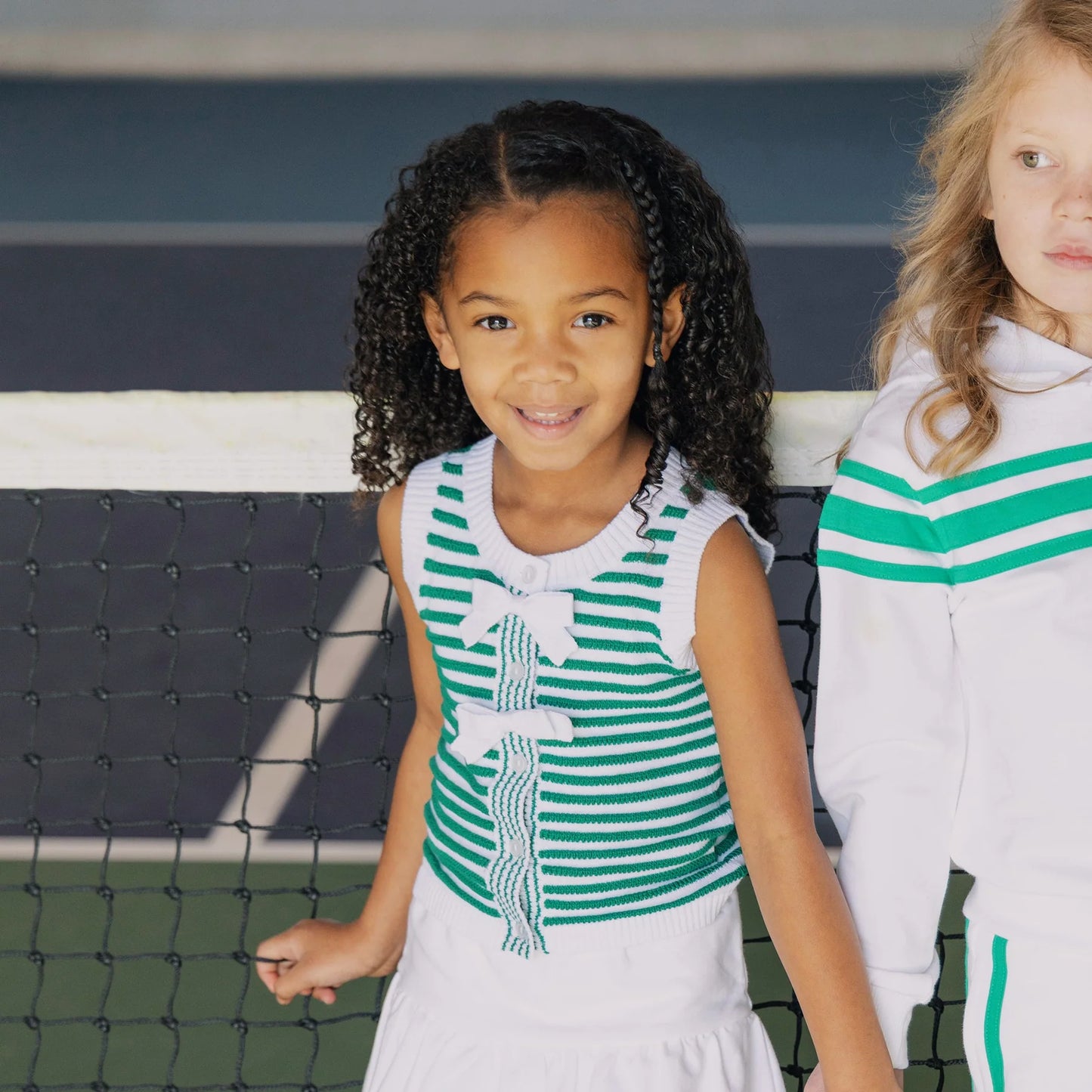 Kelly Green Stripe Organic Button Front Sweater Tank - Doodlebug's Children's Boutique