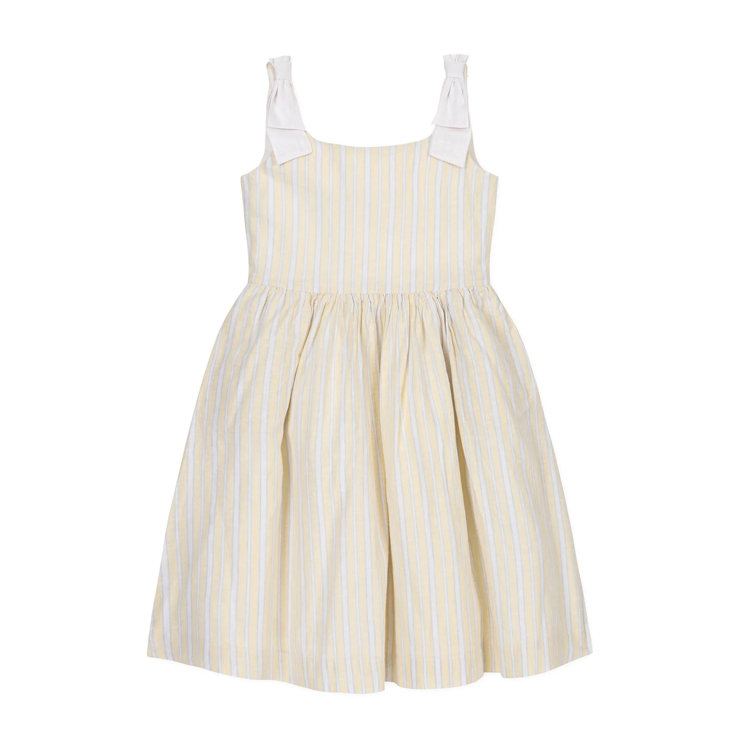 Sunlit Stripe Linen Bow Shoulder Dress - Doodlebug's Children's Boutique