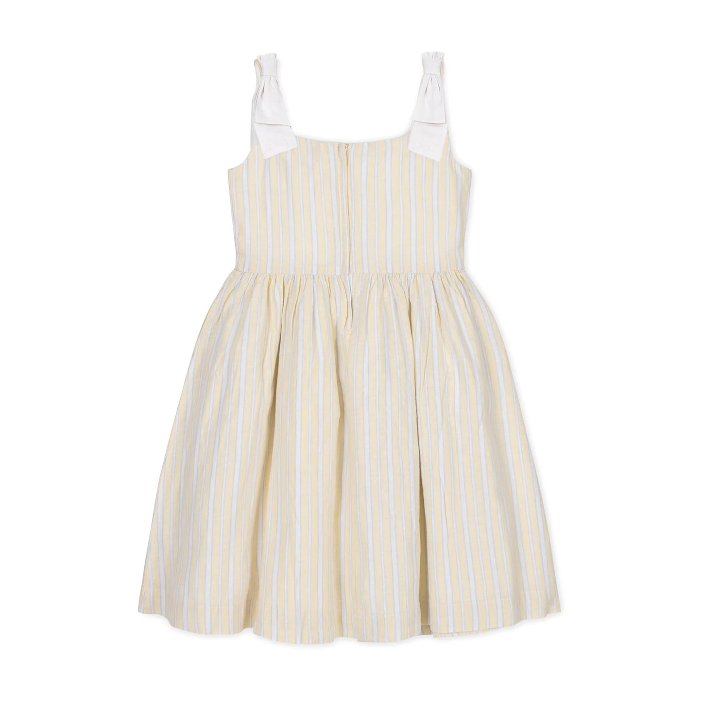 Sunlit Stripe Linen Bow Shoulder Dress - Doodlebug's Children's Boutique