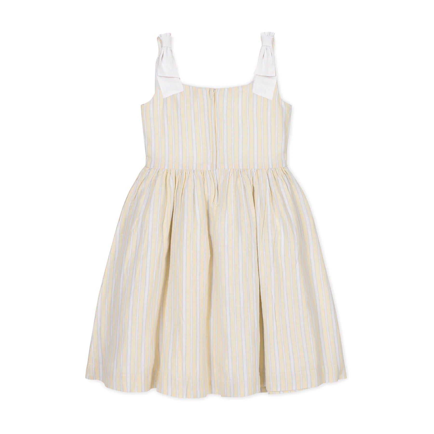Sunlit Stripe Linen Bow Shoulder Dress - Doodlebug's Children's Boutique