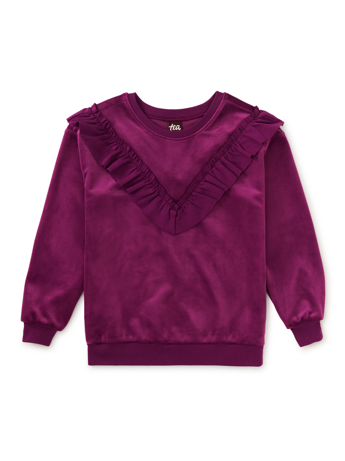 Cosmic Berry Velour Ruffle Tunic Top