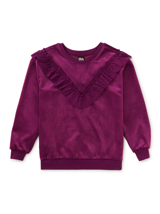 Cosmic Berry Velour Ruffle Tunic Top