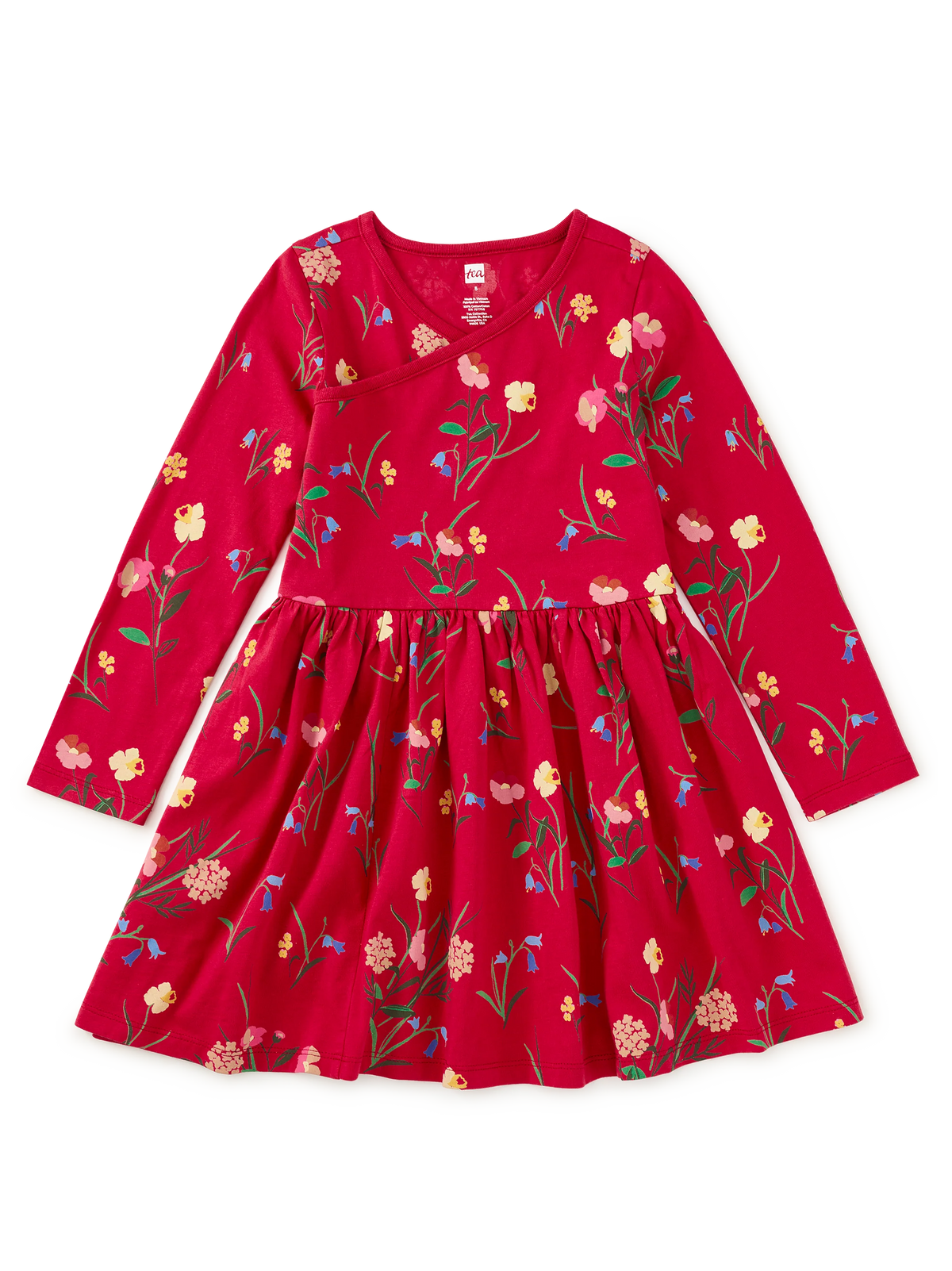Hollyhock Garden Long Sleeve Wrap Neck Dress