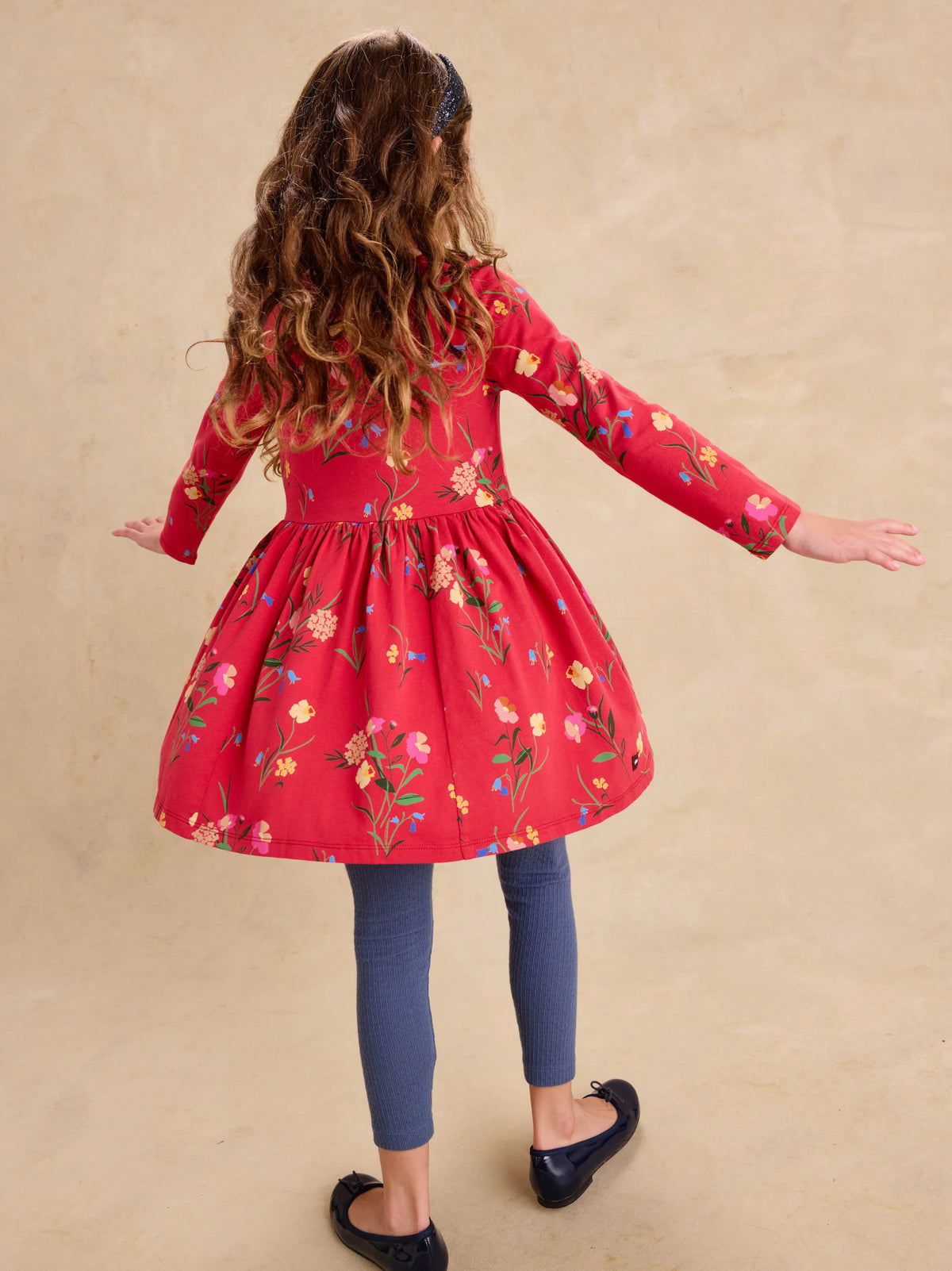 Hollyhock Garden Long Sleeve Wrap Neck Dress