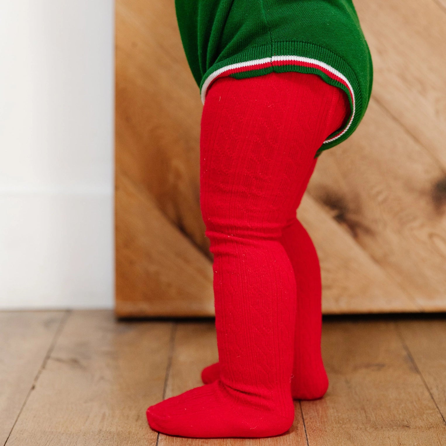 Cable Knit Tights in Bright Red - Doodlebug's Children's Boutique