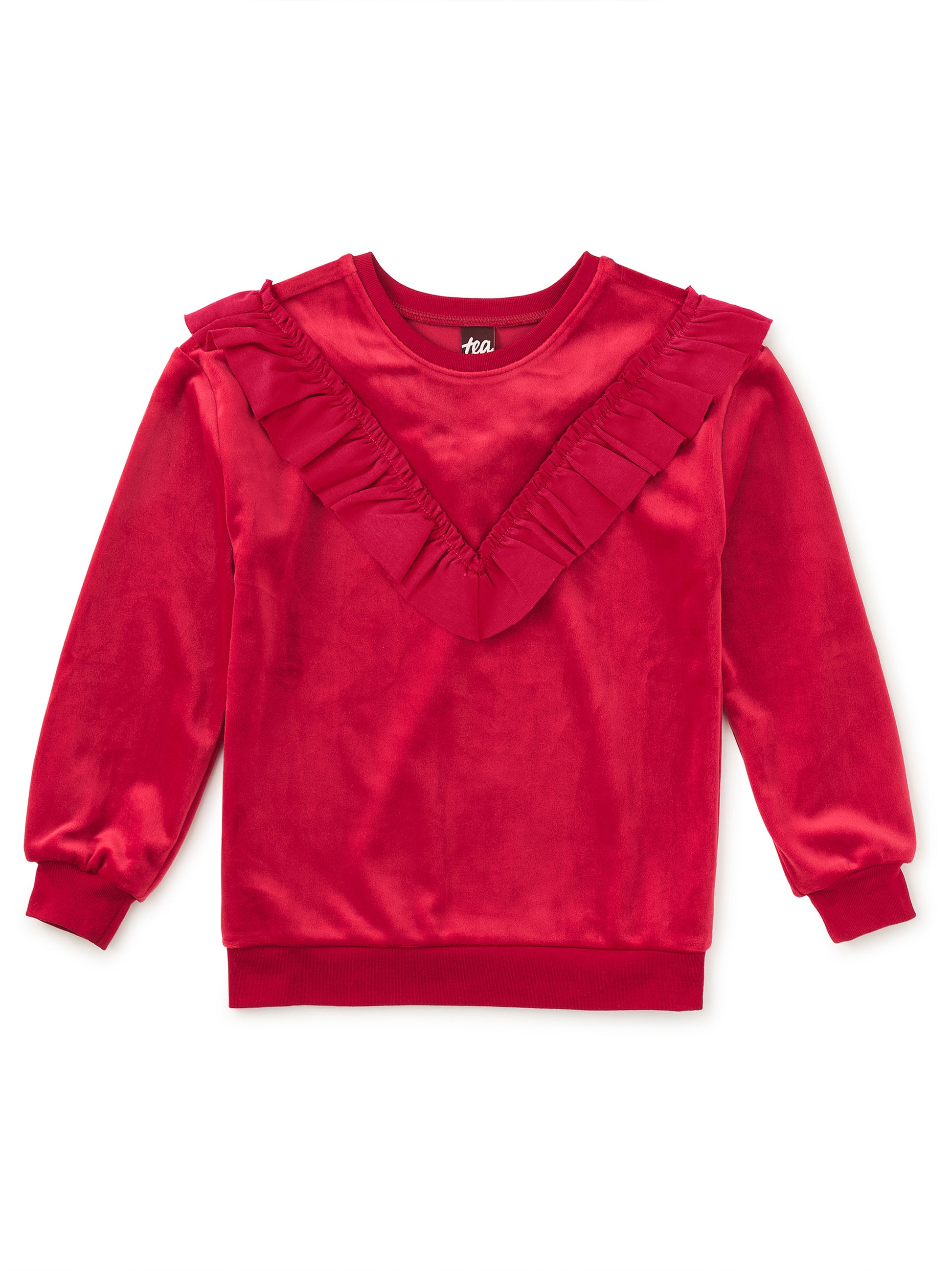 Velour Ruffle Tunic Top in Red Wagon - Doodlebug's Children's Boutique