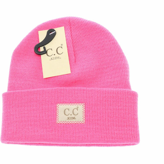Candy Pink Classic Ribbed Kids Beanie  - Doodlebug's Children's Boutique