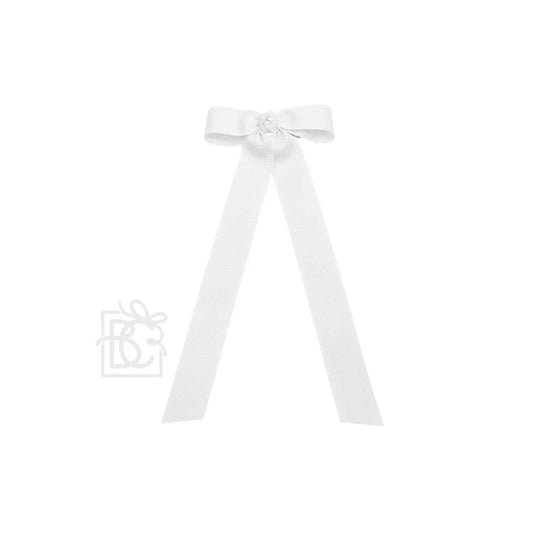 Flat Streamer Bow in White  - Doodlebug's Children's Boutique