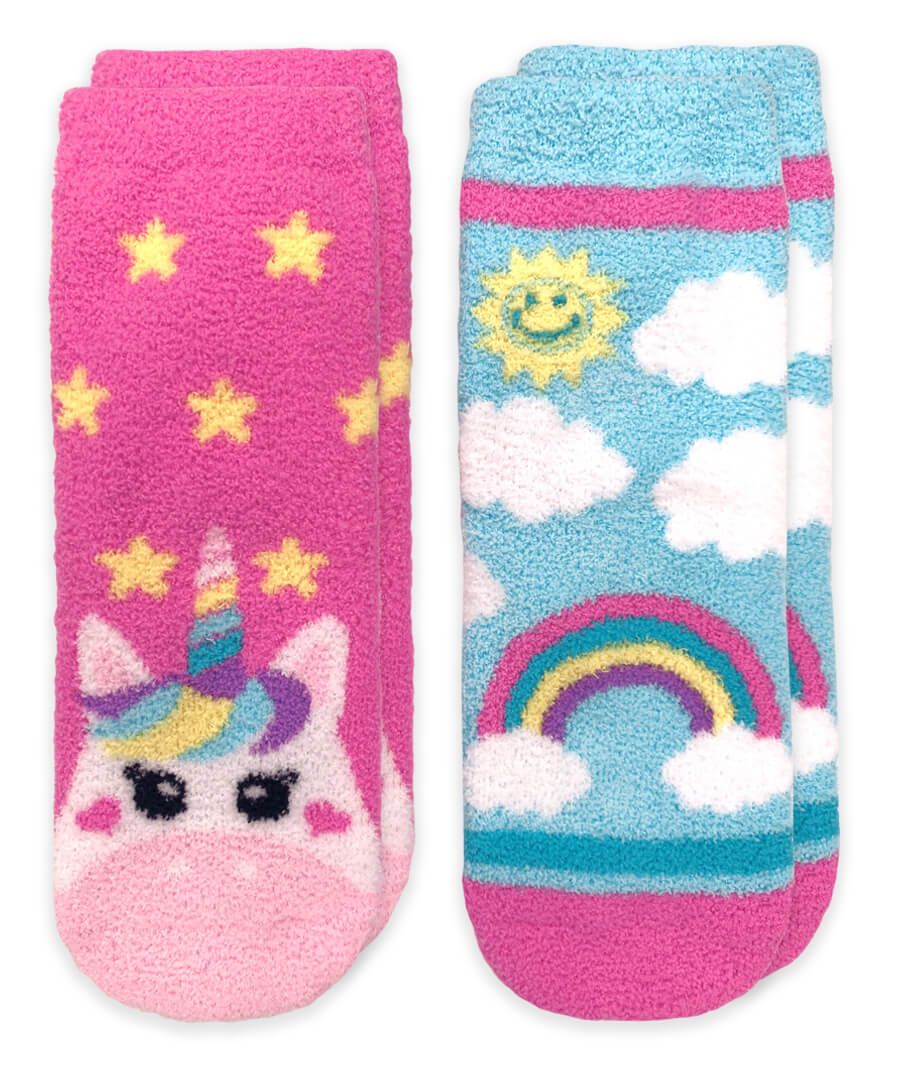 Unicorn Fuzzy Non Skid Slipper Socks 2 Pack  - Doodlebug's Children's Boutique