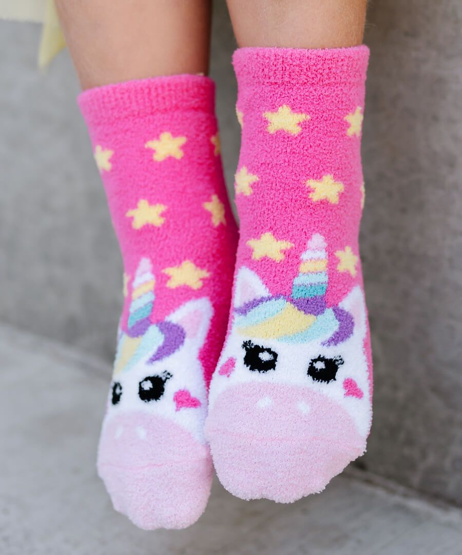 Unicorn Fuzzy Non Skid Slipper Socks 2 Pack  - Doodlebug's Children's Boutique