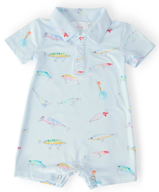 Fish Hook Polo Shorty - Doodlebug's Children's Boutique