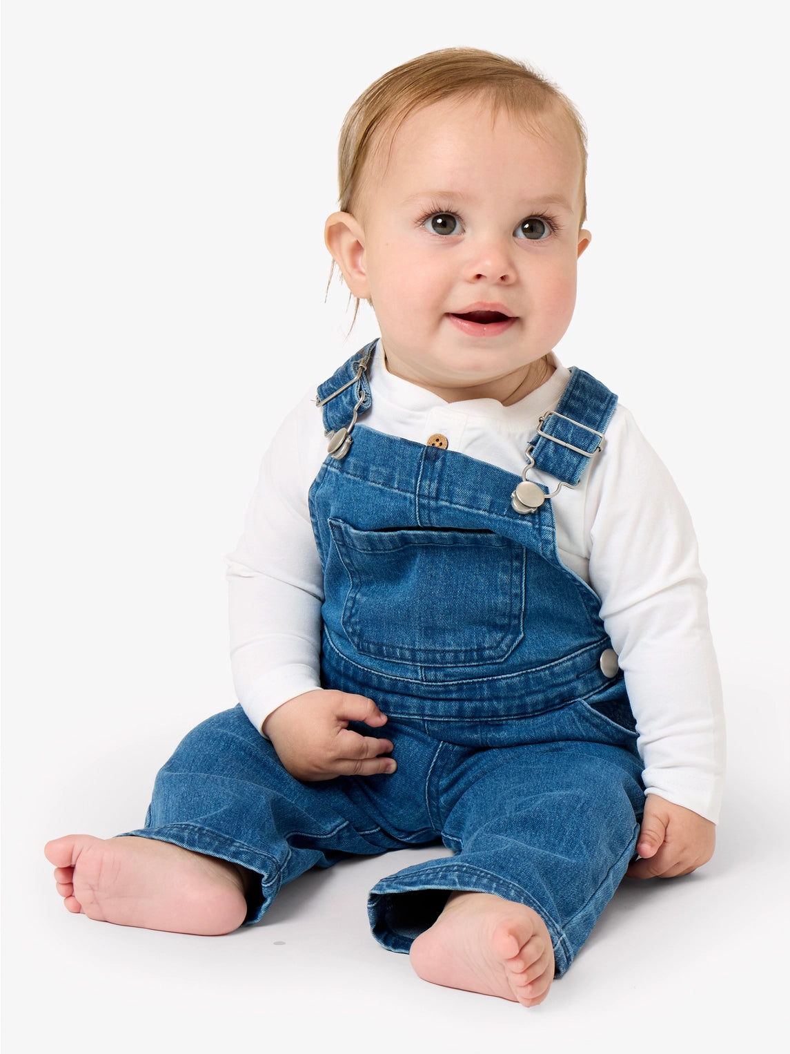 Medium Wash Stretch Denim Overalls
