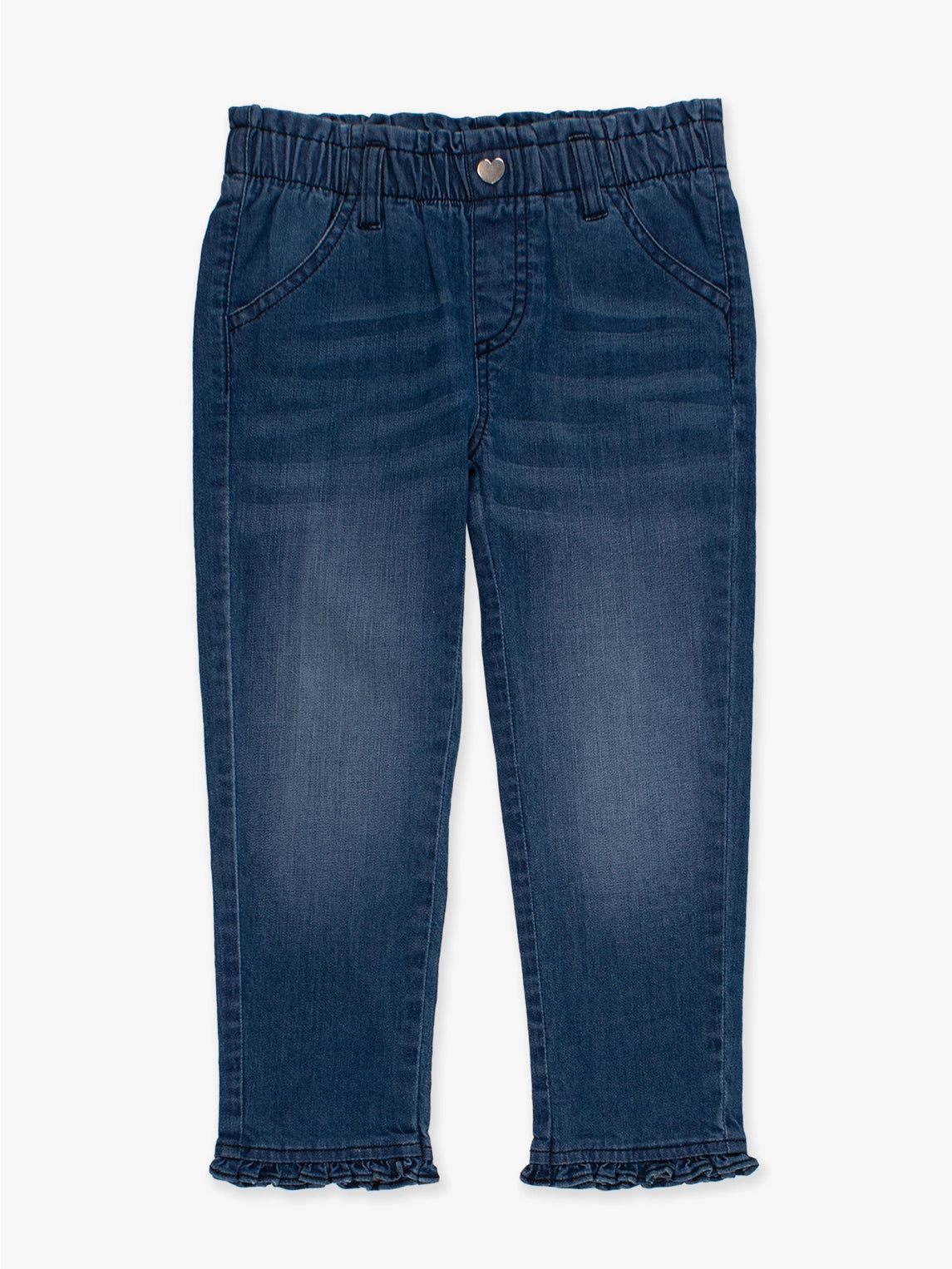 Medium Wash Stretch Ruffle Jeans