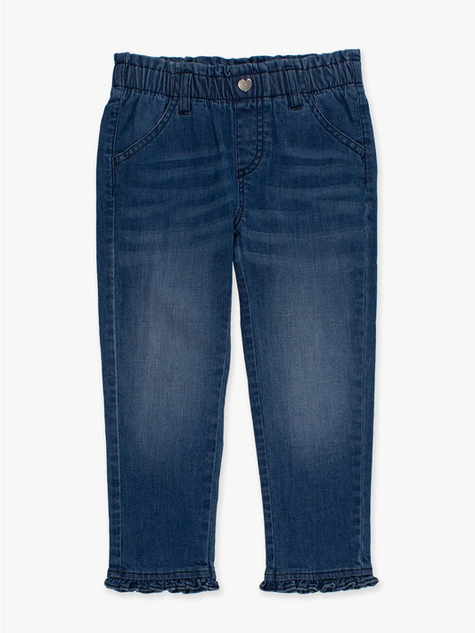 Medium Wash Stretch Ruffle Jeans - Doodlebug's Children's Boutique